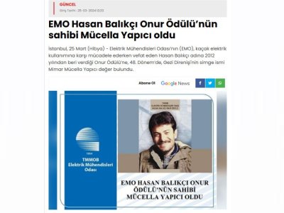EMO HASAN BALIKÇI ONUR ÖDÜLÜNÜN SAHİBİ MÜCELLA YAPICI OLDU (URFADABUGUN.COM)