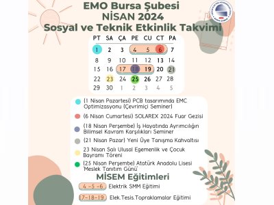ŞUBEMİZ 2024 NİSAN AYI ETKİNLİK TAKVİMİ YAYINLANDI