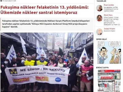 NÜKLEER FELAKETLER ÜLKESİ OLMAK İSTEMİYORUZ! EVRENSEL GAZETESİ