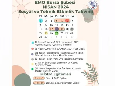 ŞUBEMİZ 2024 NİSAN AYI ETKİNLİK TAKVİMİ YAYINLANDI
