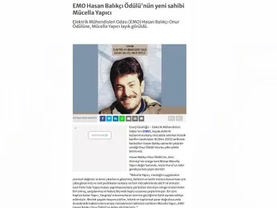 EMO HASAN BALIKÇI ÖDÜLÜ`NÜN YENİ SAHİBİ MÜCELLA YAPICI (ENERJİGUNLUGU.NET)