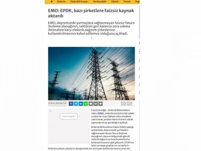 EMO: EPDK, BAZI ŞİRKETLERE FAİZSİZ KAYNAK AKTARDI (ENERJİGUNLUGU.NET)