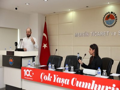 ELEKTRİK MÜHENDİSLERİ ODASI MERSİN ŞUBESİ VE MERSİN TİCARET VE SANAYİ ODASI (MTSO) İŞ BİRLİĞİNDE YAPAY ZEKA DESTEKLİ İLETİŞİM TEKNOLOJİLERİ İŞ DÜNYASINDA DÖNÜŞÜMÜN ANAHTARI ETKİNLİĞİ DÜZENLENDİ.