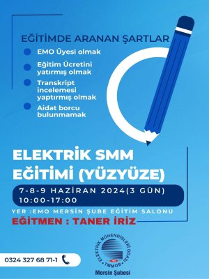 ŞUBEMİZDE ELEKTRİK SMM EĞİTİMİ (YÜZ YÜZE)

7-8-9 HAZİRAN 2024