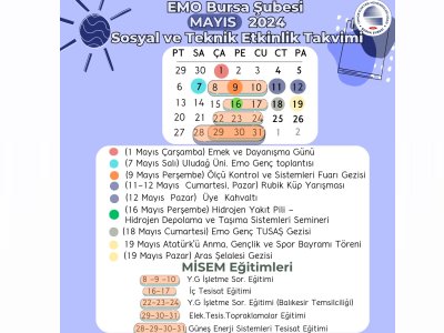 ŞUBEMİZ 2024 MAYIS AYI ETKİNLİK TAKVİMİ YAYINLANDI