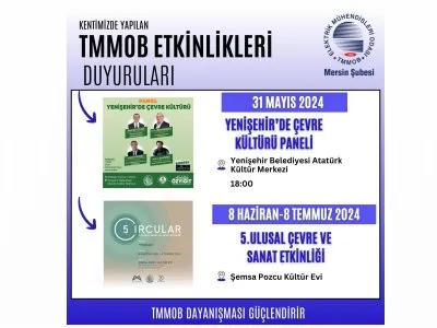 TMMOB ETKİNLİKLERİ | 

YENİŞEHİRDE ÇEVRE KÜLTÜRÜ PANELİ
5. ULUSAL ÇEVRE VE SANAT ETKİNLİĞİ