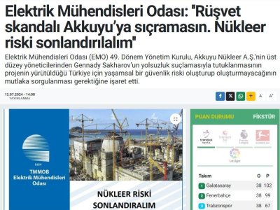 ELEKTRİK MÜHENDİSLERİ ODASI: ``RÜŞVET SKANDALI AKKUYUYA SIÇRAMASIN. NÜKLEER RİSKİ SONLANDIRILALIM`` (UMKE.ORG)