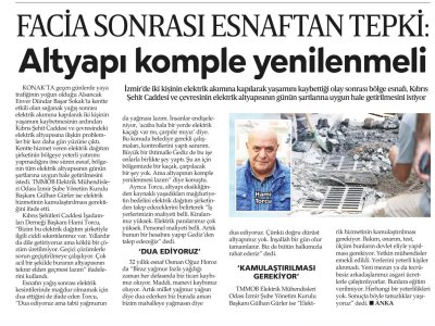 FACİA SONRASI ESNAFTAN TEPKİ: ALTYAPI KOMPLE YENİLENMELİ (İZGAZETE)