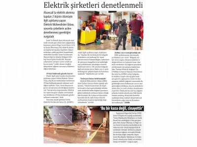 ELEKTRİK ŞİRKETLERİ DENETLENMELİ (YENİ YAŞAM)