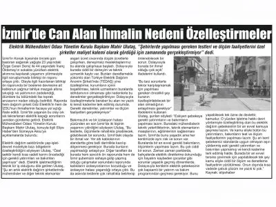 İZMİR`DE CAN ALAN İHMALİN NEDENİ ÖZELLEŞTİRMELER (UŞAK HABER)