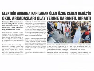 ELEKTRİK AKIMINA KAPILARAK ÖLEN ÖZGE CEREN DENİZ`İN OKUL ARKADAŞLARI OLAY YERİNE KARANFİL BIRAKTI EGE`DE (YENİGÜN)