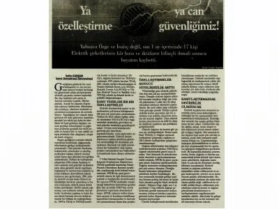 YA ÖZELLEŞTİRME YA CAN GÜVENLİĞİMİZ! (GÜNLÜK EVRENSEL GENÇ HAYAT)
