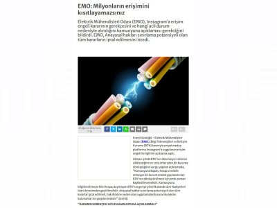 EMO: MİLYONLARIN ERİŞİMİNİ KISITLAYAMAZSINIZ (ENERJİGUNLUGU.NET)