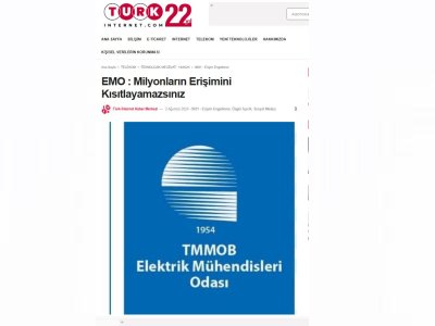 EMO: MİLYONLARIN ERİŞİMİNİ KISITLAYAMAZSINIZ (TURK-İNTERNET.COM)