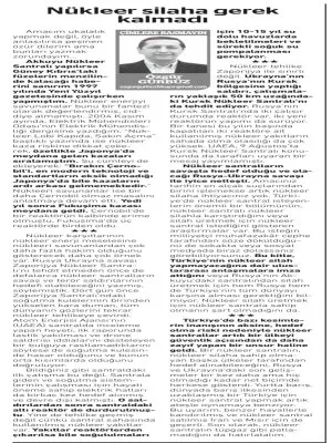 NÜKLEER SİLAHA GEREK KALMADI (ÖZGÜR GÜRBÜZ-BİRGÜN)