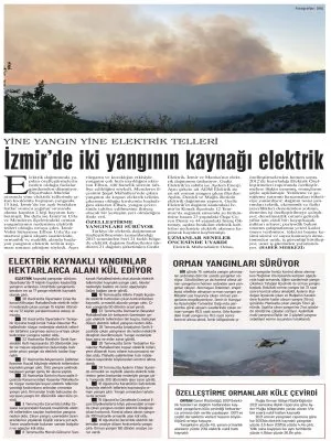 İZMİRDEKİ İKİ YANGININ KAYNAĞI ELEKTRİK (GÜNLÜK EVRENSEL)