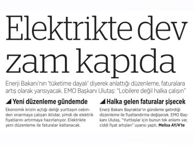 ELEKTRİKTE DEV ZAM KAPIDA (BİRGÜN)
