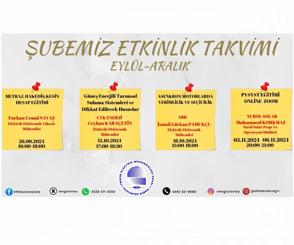 ŞUBEMİZ ETKİNLİK TAKVİMİ YAYINDA