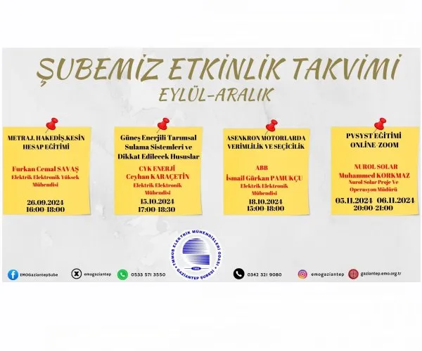 ŞUBEMİZ ETKİNLİK TAKVİMİ YAYINDA
