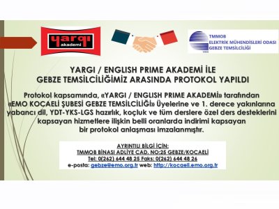 YARGI / ENGLISH PRIME AKADEMİ İLE GEBZE TEMSİLCİLİĞİMİZ ARASINDA PROTOKOL YAPILDI
