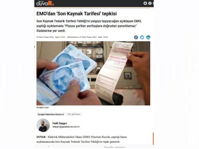 EMO`DAN `SON KAYNAK TARİFESİ` TEPKİSİ (DUVAR.COM.TR)