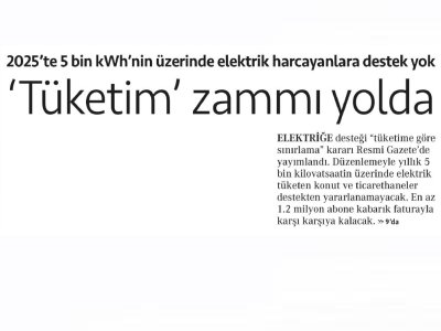 `TÜKETİM` ZAMMI YOLDA (CUMHURİYET)