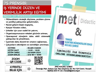 7S PRENSİBİ: İŞ YERİNDE DÜZEN VE VERİMLİLİK ARTIŞI EĞİTİMİ