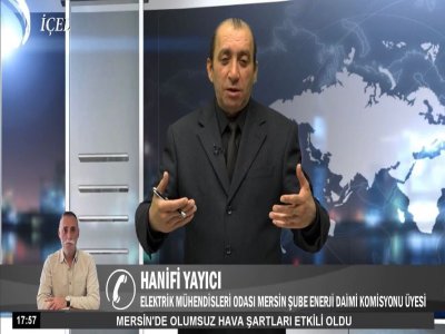 EMO MERSİN ŞUBE ENERJİ DAİMİ KOMİSYON ÜYEMİZ SN. HANİFİ YAYICI, İÇEL TV-SUN TV ORTAK YAYININA KONUK OLDU.