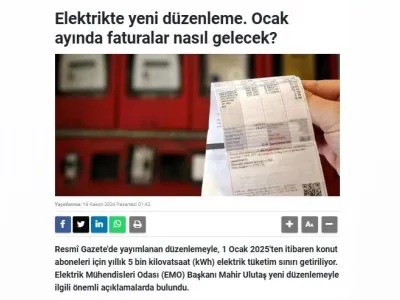 ELEKTRİKTE YENİ DÜZENLEME. OCAK AYINDA FATURALAR NASIL GELECEK? (HALKTV.COM.TR)