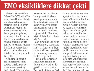 EMO EKSİKLİKLERE DİKKAT ÇEKTİ (GAZETE PENCERE, 23.01.2025)
