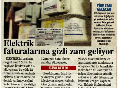ELEKTRİK FATURALARINA GİZLİ ZAM GELİYOR (SÖZCÜ GAZETESİ, 28.01.2025)