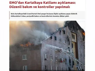 EMO`DAN KARTALKAYA KATLİAMI AÇIKLAMASI: DÜZENLİ BAKIM VE KONTROLLER YAPILMALI (EVRENSEL.NET, 22.01.2025)