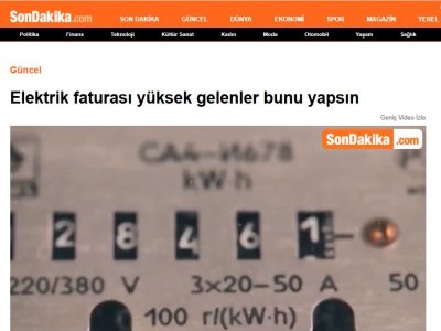 ELEKTRİK FATURASI YÜKSEK GELENLER BUNU YAPSIN (SONDAKİKA.COM, 22.02.2025)