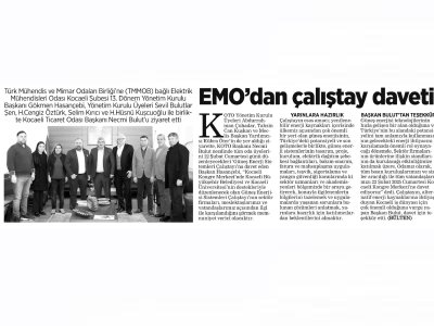 DEMOKRAT KOCAELİ: `` EMO`DAN ÇALIŞTAY DAVETİ ``