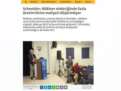 SCHNEİDER: NÜKLEER ELEKTRİĞİNDE FAZLA ÜRETİM BİRİM MALİYETİ DÜŞÜRMÜYOR KAYNAK: NÜKLEER SANTRAL KURULUMLARINDA TAHMİNLER TUTMUYOR (ENERJİGUNLUGU.NET, 13.02.2025)