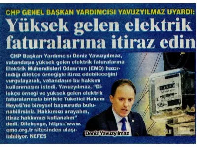 YÜKSEK ELEKTRİK FATURASINA NASIL İTİRAZ EDİLİR? (NEFES GAZETESİ, 23.02.2025)