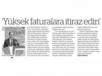 YÜKSEK FATURALARA İTİRAZ EDİN (BİRGÜN GAZETESİ, 23.02.2025)