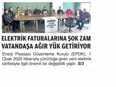 ELEKTRİK FATURALARINA ŞOK ZAM VATANDAŞA AĞIR YÜK GETİRİYOR