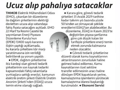 UCUZ ALIP PAHALIYA SATACAKLAR (CUMHURİYET GAZETESİ, 25.03.2025)