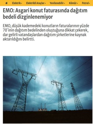 EMO: ASGARİ KONUT FATURASINDA DAĞITIM BEDELİ DİZGİNLENEMİYOR (WWW.ENERJİGUNLUGU.NET, 05.04.2025)