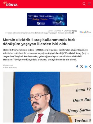 MERSİN ELEKTRİKLİ ARAÇ KULLANIMINDA HIZLI DÖNÜŞÜM YAŞAYAN İLLERDEN BİRİ OLDU