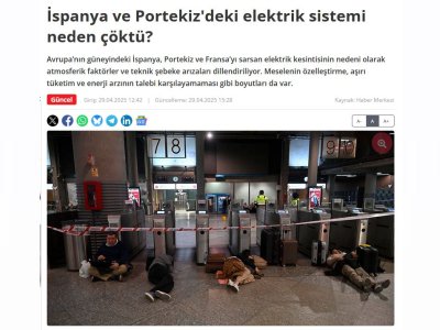 ELEKTRİK MÜHENDİSLERİ ODASI YÖNETİM KURULU BAŞKANI MAHİR ULUTAŞ YAZDI: İSPANYA VE PORTEKİZ`DEKİ ELEKTRİK SİSTEMİ NEDEN ÇÖKTÜ?