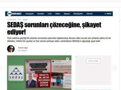 EN KOCAELİ GAZETESİ : SEDAŞ SORUNLARINI ÇÖZECEĞİNE, ŞİKAYET EDİYOR!