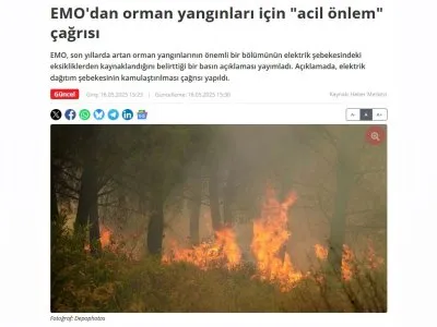 EMO`DAN ORMAN YANGINLARI İÇİN `ACİL ÖNLEM` ÇAĞRISI (BİRGUN.NET, 16.05.2025)