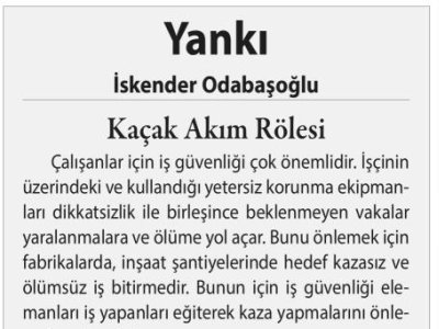 YANKI - İSKENDER ODABAŞOĞLU - KAÇAK AKIM RÖLESİ (TİCARET GAZETESİ, 11.06.2025)
