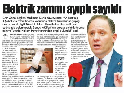 ELEKTRİK ZAMMI AYIPLI SAYILDI (GAZETE DAMGA, 07.06.2025)