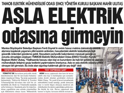 ASLA ELEKTRİK ODASINA GİRMEYİN (HÜRSES ANTALYA GAZETESİ, 14.06.2025)