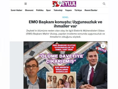 EMO BAŞKANI KONUŞTU: UYGUNSUZLUK VE İHMALLER VAR (DOKUZEYLUL.COM, 09.06.2025)