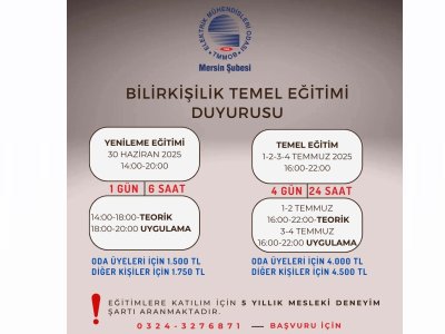 BİLİRKİŞİLİK TEMEL EĞİTİMİ DUYURUSU