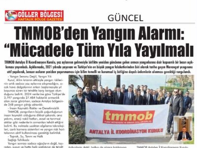 TMMOB`DEN YANGIN ALARMI: MÜCADELE TÜM YILA YAYILMALI! (GÖLLER BÖLGESİ GAZETESİ)